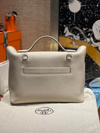 HM 24/24 Bag Milkshake White Leather Gold Hardware