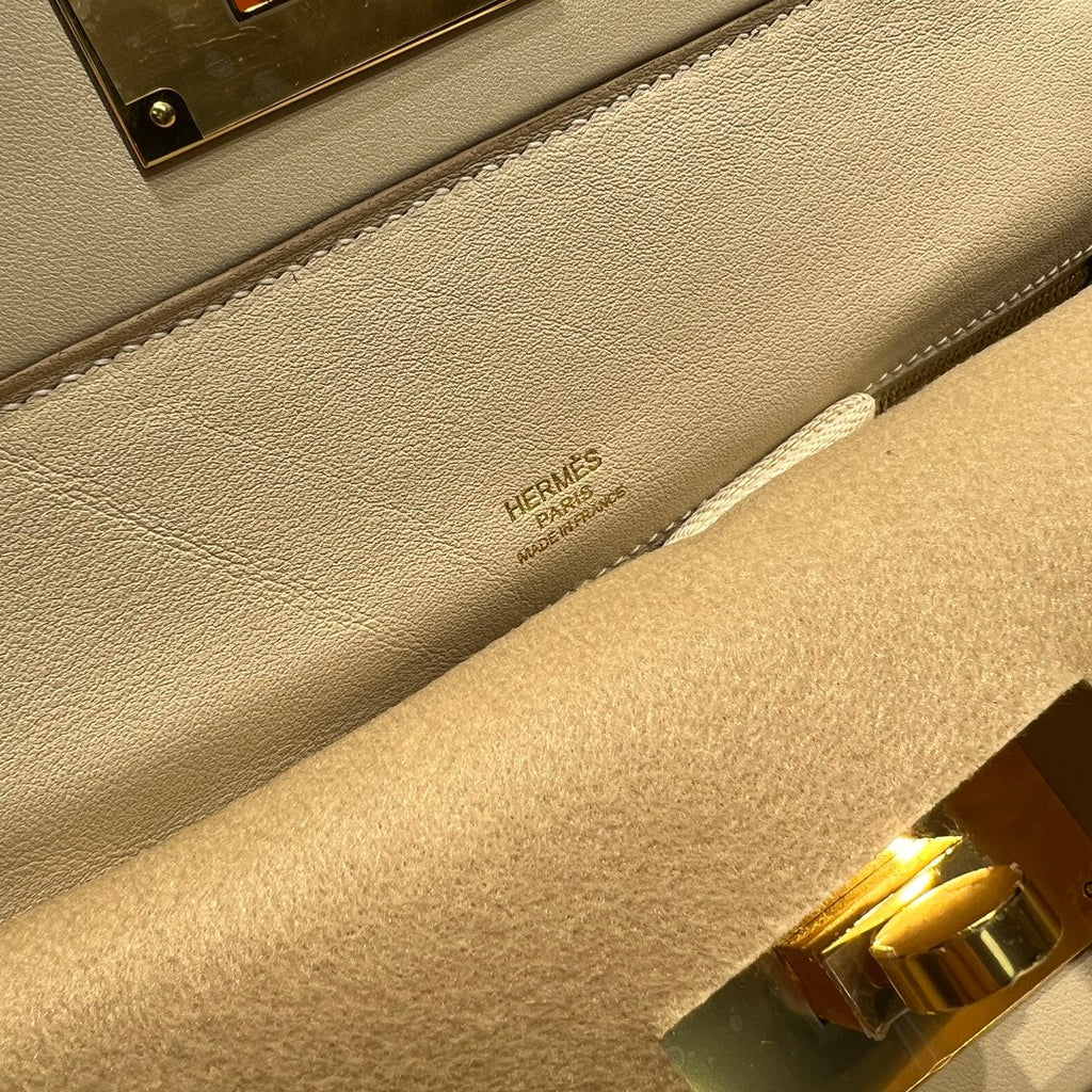 HM 24/24 Bag Milkshake White Leather Gold Hardware