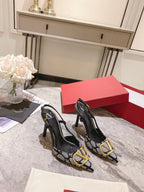 Valentino Slingback Pump Heel Fabric Print 239521