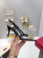 VT Vlogo Slingback Black PVC Sheepskin