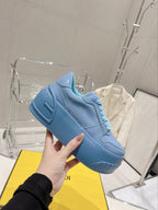 FENDI LOW-TOP TRAINER IN CERULEAN BLUE CALFSKIN