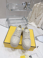 FENDI LOW-TOP TRAINER IN WHITE CALFSKIN