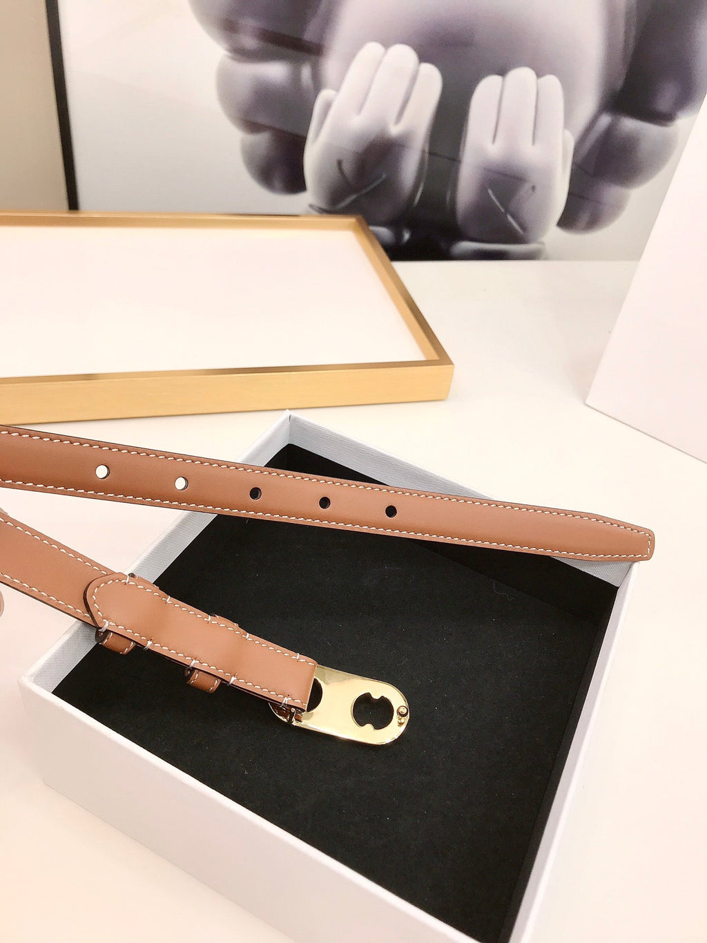 CL Gold 18mm Triomphe Enamel Saddle Brown Cowhide 608385