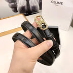 CL Gold 18mm Triomphe Enamel Black Cowhide 608384