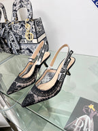 cd slingback pump 65 transparent mesh embroidered black flower moitf