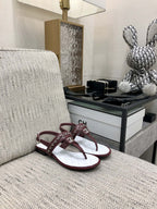cc sandal burgundy white quilted lambskin