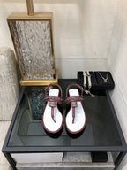 cc sandal burgundy white quilted lambskin