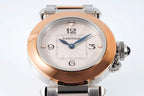 pasha 30mm quartz pink gold steel white dial