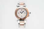 pasha 30mm quartz pink gold steel white dial