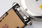 pasha 30mm quartz stainless steel white dial black leather