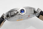 pasha 30mm quartz stainless steel white dial black leather