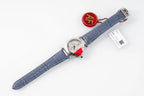 pasha 30mm quartz stainless steel white dial cloud blue leather