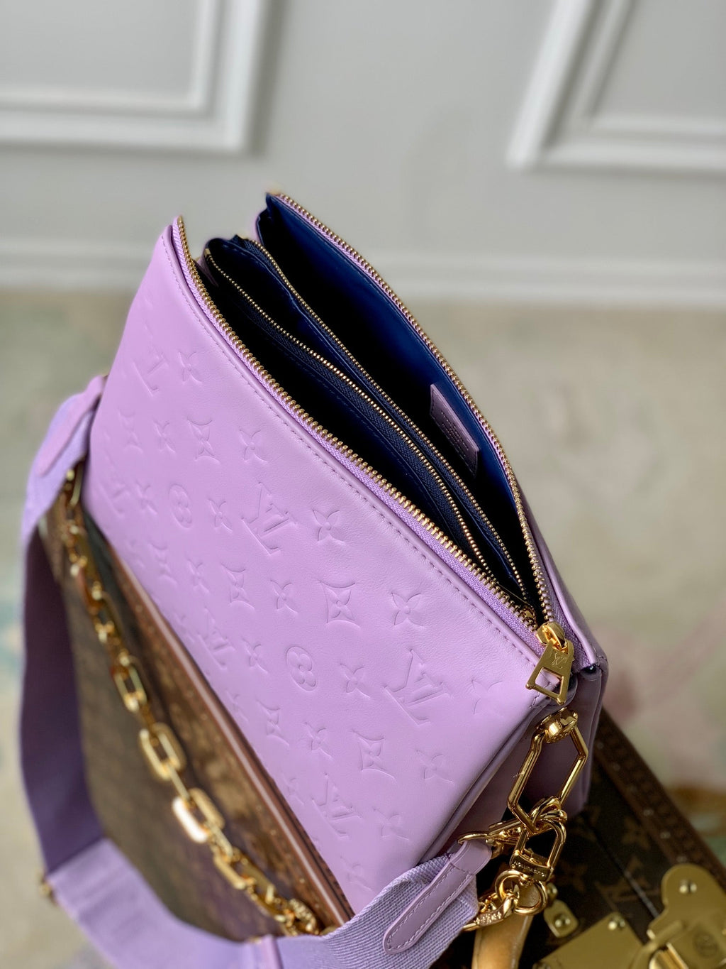 coussin pm 26cm purple monogram empreinte calfskin