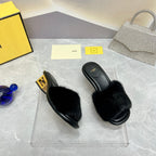 FENDI BAGUETTE MINK MEDIUM-HEELED 45MM IN BLACK FUR AND LAMBSKIN
