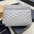 LOULOU MEDIUM 32 GREY QUILTED LEATHER SILVER HARDWARE