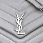 LOULOU MEDIUM 32 GREY QUILTED LEATHER SILVER HARDWARE