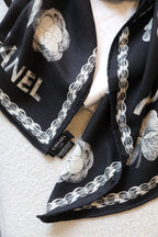 CC Scarf 180 CM In Black White Cashmere Silk 401134
