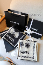 CC Scarf 180 CM In Black White Cashmere Silk 401134