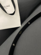 CL SMALL 18 MM TRIOMPHE BELT IN TAURILLON BLACK LEATHER SILVER HARDWARE