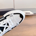 VL7N LOW-TOP WHITE CALFSKIN AND BLACK FABRIC SNEAKER WITH BANDS