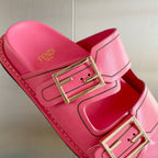 FENDI BAGUETTE DAD SANDALS IN PUNCH PINK CALFSKIN
