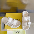 FENDI BAGUETTE DAD SANDALS IN WHITE CALFSKIN