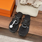 HM Gipsy Platform Thong Black Sheepskin 349419