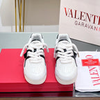 VT 2025 Garavani Sneakers White Black Cowhide Fabric 546992