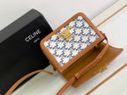 TEEN TRIOMPHE 18.5 WHITE BLUE MONOGRAM CANVAS BROWN CALFSKIN