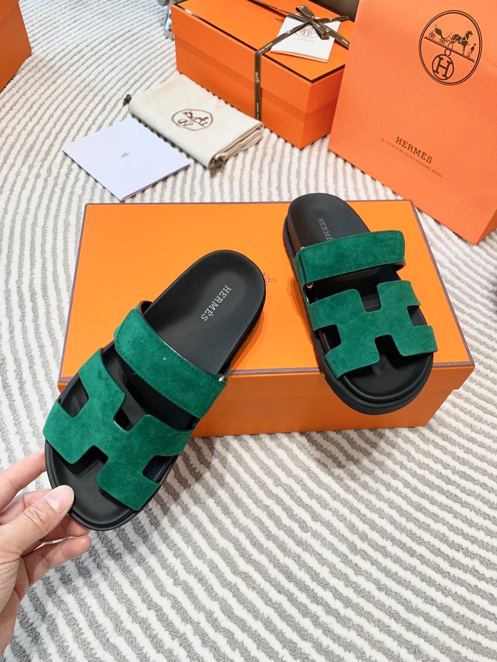 HM Chypre Sandal Dark Green Mix Black Suede 963237