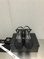 MARY JANE WEDGE BLACK LAMBSKIN