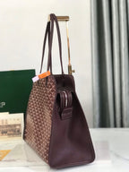 HARDY PM BAG 40 IN BROWN GOYARDINE CANVAS AND TAURILLON LEATHER TRIM