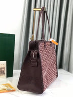 HARDY PM BAG 40 IN BROWN GOYARDINE CANVAS AND TAURILLON LEATHER TRIM