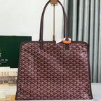 HARDY PM BAG 40 IN BROWN GOYARDINE CANVAS AND TAURILLON LEATHER TRIM