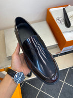 HM Men's Loafer Black Mix Brown Patent Leather 540806