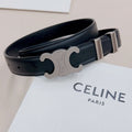 CEL Silver Buckle Belt  25mm Black Calfskin 176705