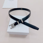 CEL Silver Buckle Belt  25mm Black Calfskin 176705