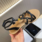cl roman sandal black brown calfskin