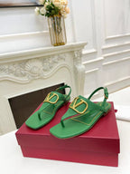 Valentino 25C Thong Sandal Green Sheepskin 239506