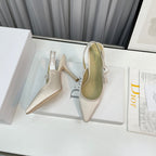 cd slingback pumps 95 white silk fabric