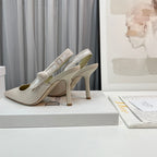 cd slingback pumps 95 white silk fabric
