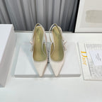 cd slingback pumps 95 white silk fabric