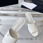 high heel 70 mule sandals white patent calfskin