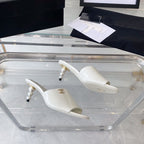 high heel 70 mule sandals white patent calfskin