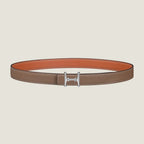 HM Silver Mors H buckle & Reversible 24 mm belt Orange Beige leather 125356