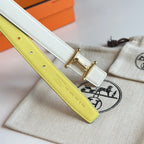 HM Gold Mors H buckle & Reversible 24 mm belt Yellow Beige leather 125368