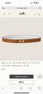 HM Gold Mors H buckle & Reversible 24 mm belt Brown White leather 125364