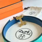 HM Gold Constance & Reverible Belt Blue Green Leather 125374