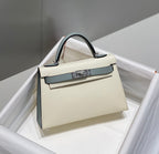 HM Mini Kelly 19cm Cream Cloud Blue Epsom Silver Hardware