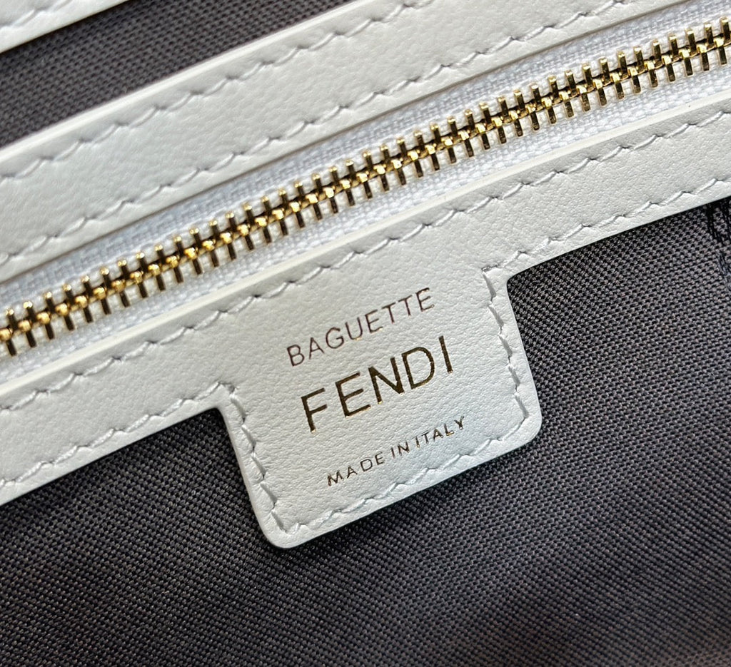 Baguette 27cm Grey Lambskin Gold Hardware